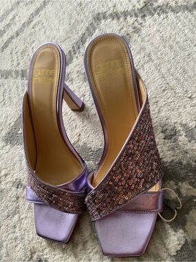 Gianna Meliani Made in Italy- Lavender Sequin Slip-On Heels size 40 (8.5 US)
